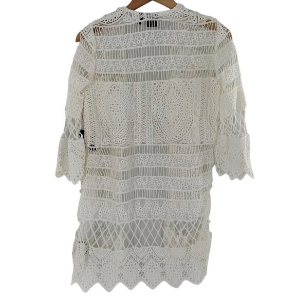 NEW Rafaella White Embroidered Lace Swim Cover-Up Cardigan Size Small - Picture 9 of 9